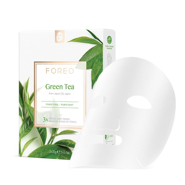 FOREO Facial Sheet Mask Green Tea Purifying for Blemish-Prone Skin, 3 pack, Antioxidant, Calming Clean Formula, Cruelty-free, Compatible with UFO devices