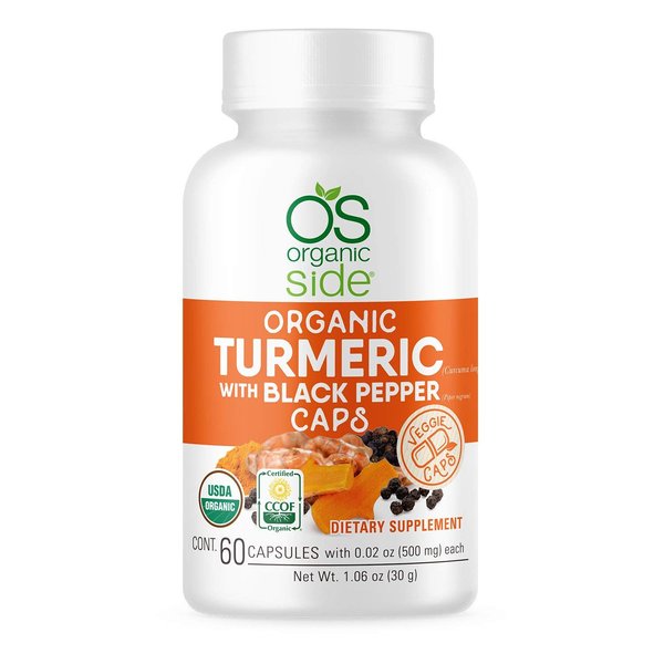 OS Organic Side - Turmeric with Black Pepper 60 Capsules - Antioxidants - Certified USDA - Non GMO - Vegan