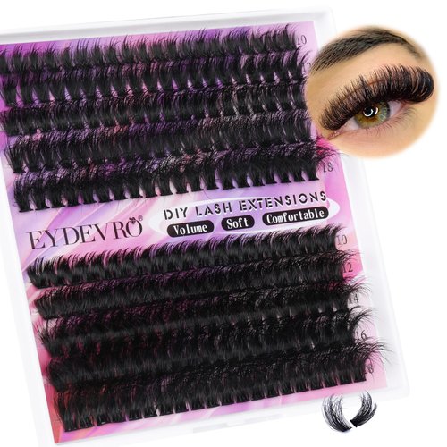 Lash Clusters Fluffy Individual Lashes Eyelash Clusters 200 Pcs Fluffy Lashes Clusters 60D80D Cluster Eyelash Extensions D Curl Volume Thick Lash Extensions Pack by EYDEVRO