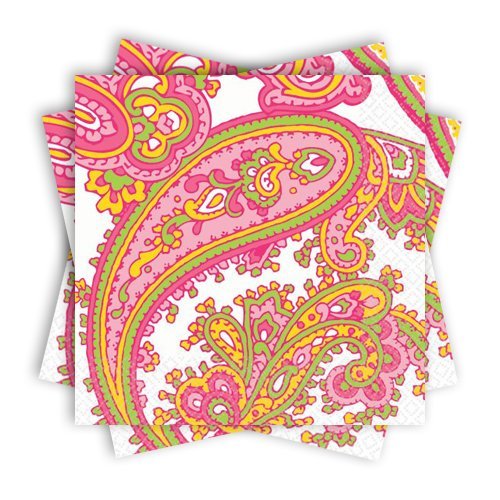 Amscan Decorative Peppermint Paisley Party Lunch Paper Napkins (16 Pack), 6.5 x 6.5, Green