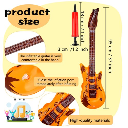 18 Pack Inflatable Guitar Blow up Guitar Bulk Assorted Colors Guitar Inflate Inflatable Guitar Prop Fake Party Prop Guitar Inflatable Rock Star Guitar for Birthday Gifts Supplies