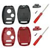 Key Fob Shell Case Replacement for Honda Accord Crosstour Civic Odyssey Fit CR-V CR-Z Key Fob Cover with Screwdriver (Black+Red)