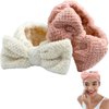 LAOJU Spa Headband Facial Makeup Hairband Bowknot Head Wrap Microfiber Headbands Elastic Hair Band for Washing Face Mask Shower Yoga Sports 2PCS
