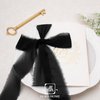 DORIS HOME 3 Rolls 2"x7Yd Fringe Chiffon Ribbon for Flower Bouquet, Handmade White & Black Ribbon for Gift Wrapping, Frayed Edge Ribbon for Crafts, Decorating, Bouquet Wrap, Wedding Invitation