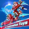 Super Wings Transformer Toys, 7" Super Robot and 2" Mini Jett Transforming Suit, 2 in 1 Car Robot Toys Action Figure, Racing Cars Playset for Boys and Girls Age 3+, Gifts for Preschool Kids, Red