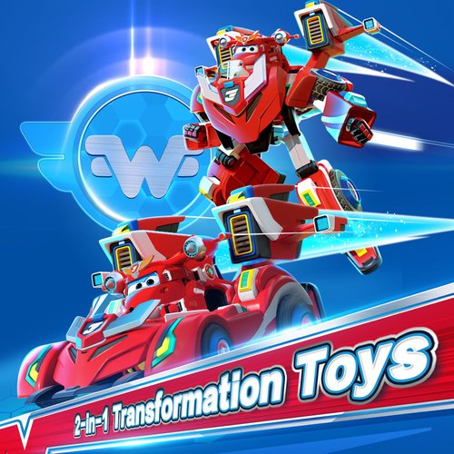Super Wings Transformer Toys, 7" Super Robot and 2" Mini Jett Transforming Suit, 2 in 1 Car Robot Toys Action Figure, Racing Cars Playset for Boys and Girls Age 3+, Gifts for Preschool Kids, Red
