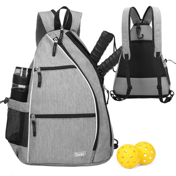 Sucipi Pickleball Bag Pickleball Backpack for Women Men Tennis Bag Tennis Backpack Reversible Pickleball Paddle bag Tennis Rackets Bags for Ladies Gray