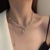 Buyongwant Irregular Star Pendant Necklace Y2k Beads Silver Metal Women's Design Collar Chain Fashion 15.75 Inch