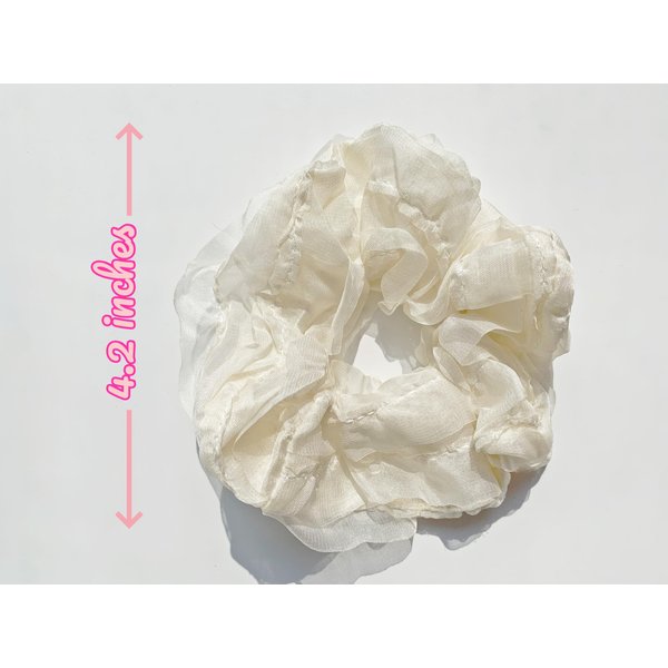 Lemeilleur Hair Scrunchies 2PCs Fancy Hair Ties with Lace Ruffles Fluffy Scrunchies Headwear Hair Band Hair Accessories, White and Pink