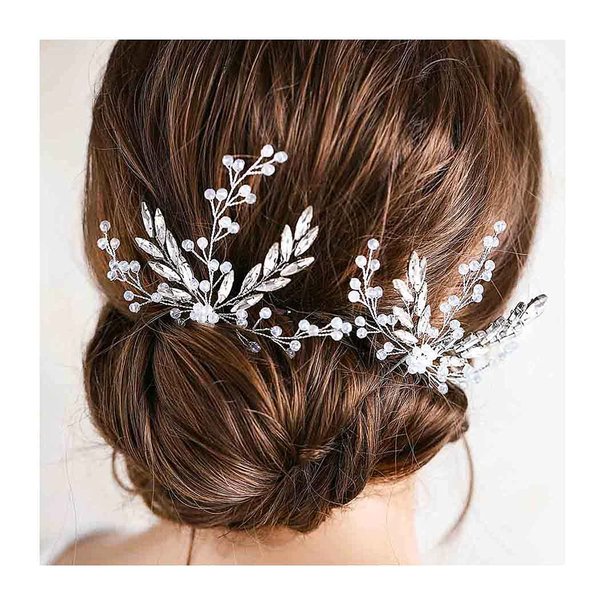 Yokawe Bridal Wedding Hair Pins Silver Rhinestone Bride Hairpin Crystal Hair Accessories for Women and Girls(2 PCS)