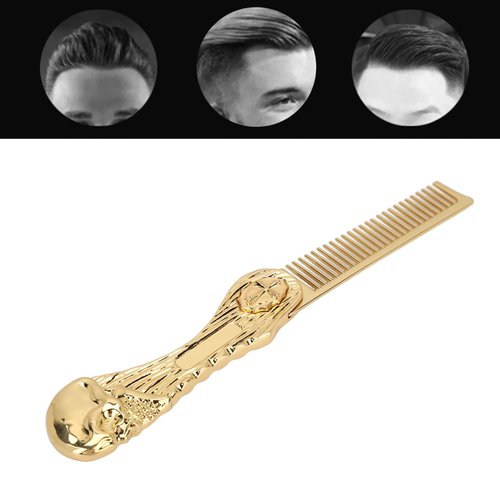 Foldable Hairstyling Brush Zinc Alloy Prevent Static Pocket Mini Men Oil Hair Comb Hairdressing Comb Portable Suitable for Home Hair Salon or Travel(Gold)
