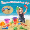 Collapsible Beach Sand Toys for Toddler Sand Toys for Kids 3 Packs Foldable Buckets with Sand Molds,Shovels&Mesh Bag for Beach Summer Outdoor Activities,Travel Sandbox Beach Toys for Kids Boys Girls