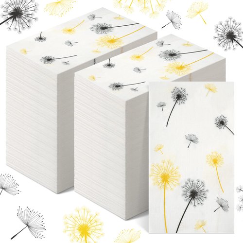 Fuutreo 200 Pcs Dandelion Disposable Hand Towels for Bathroom Dandelion Guest Towel Disposable Guests Paper Napkins for Baby Bridal Shower Kitchen