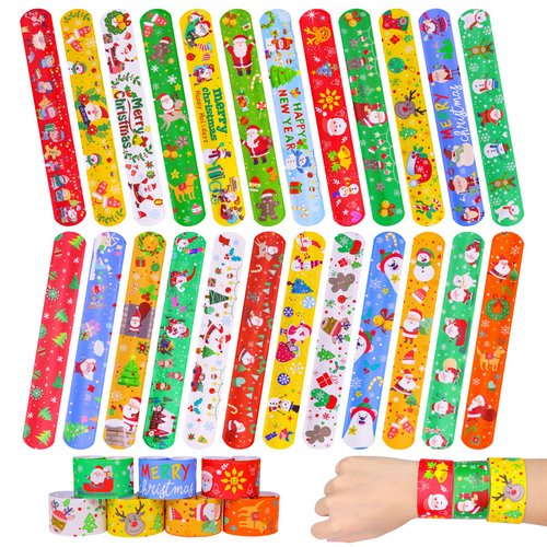 MGparty 72pcs Christmas Slap Bracelets Party Favors Toys for Kids Xmas Party Favors Christmas Stocking Stuffers Gifts Birthday Gifts (Christmas)