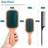 Hair Brush,Hair Brushes for Women Men Kids,Natural Wooden Paddle Detangler Brush and Small Travel Styling Brush Set for Curly Thick Thin Fine Wet Dry Hair Detangling Smoothing Massaging Blowdrying