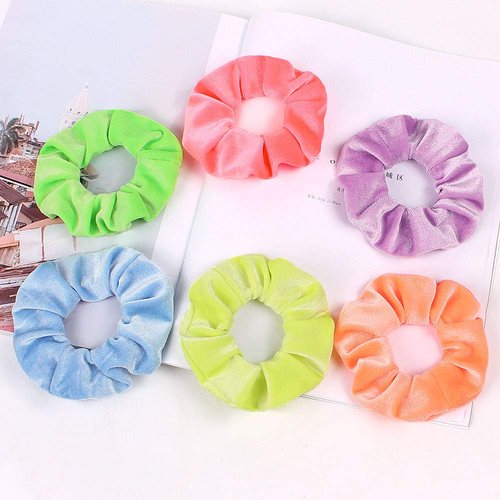 Gradient scrunchies Premium Velvet Macaron Theme Hair Scrunchies Tie Bobbles Rainbow Hair Bands Scrunchy Hair Tie Ropes Lce Cream Color for Women Hair Elastic Bandss (12 PCS Multi-colored)