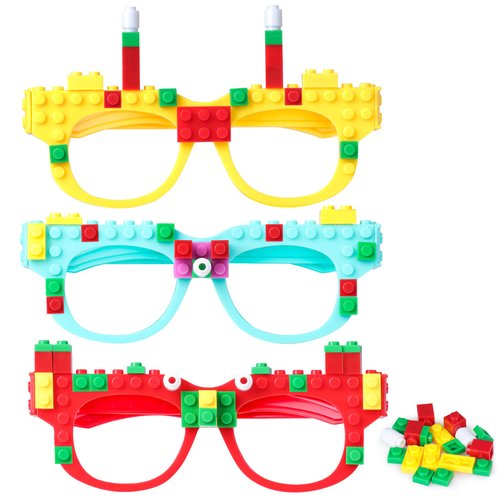 Atiloy 20 PCS Building Blocks Party Favors DIY Creative Building Bricks Glasses for Kids Birthday Carnival Party Games Toys Decorations Supplies
