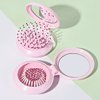 Mini Hair Brush for Purse, Small Portable Pocket Hair Brush with Mirror for Girls, Travel Size, Pink