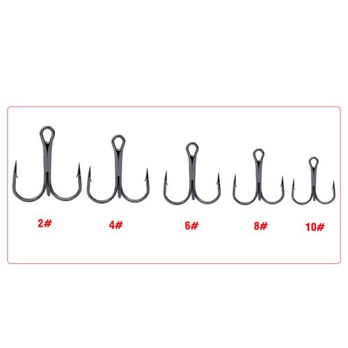 Dyxssm 100pcs/lot Treble Hooks Triple Fishing Hooks for Freshwater and Saltwater (Black, 4# 100pcs)