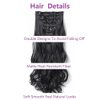 Clip in Hair Extensions for Women 7PCS Clip Ins 22 Inch Long Wavy Synthetic Thick Hairpieces Fake Hair Piece Double Weft Heat Resistant Fiber Natural Black 1B Color