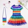 ADREIT Rainbow Tutu Dress for Girls, Birthday Girl Outfit Cosplay Costumes with Headband and Bag Christmas Birthday Party
