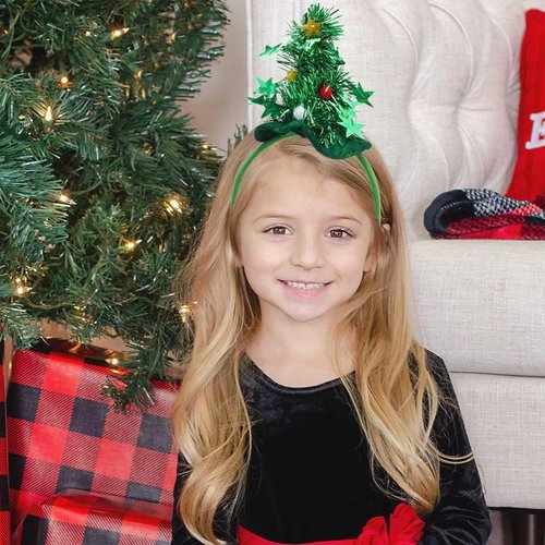 Outyua Christmas Headbands Holiday Headbands Santa Hat Headband Xmas Tree Headband Hair Accessory for Women or Girls (Green)