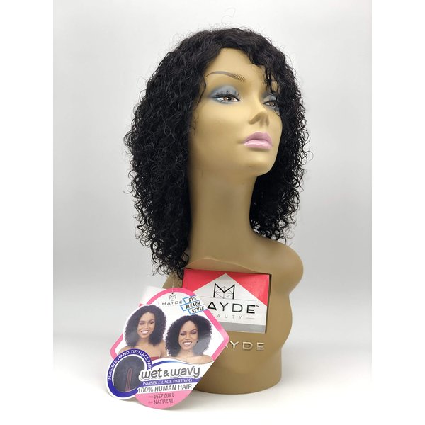 Mayde Beauty Human Hair Invisible Hand-Tied Lace Part Wig Wet N Wavy Deep Curl (NATURAL)