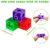 219 Pcs Math Learning Linking Cube with Activity Cards Storage Container Set, Plastic Colorful Counting Blocks for Preschool Learning Activities Math Manipulatives Homeschool Teacher Kindergarten