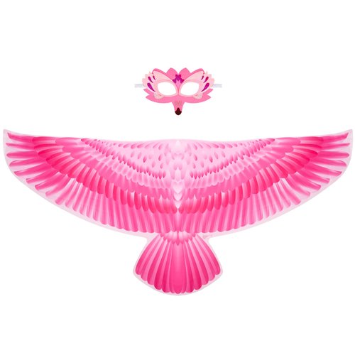 Creatoy Bird Wings Costume for Kids Toddler Dress Up Costumes Hawk Owl Peacock Birthday Party Halloween Favors Gifts (Pink Bird)