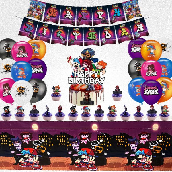 WKXTECZT Friday Night Birthday Party Decorations, Friday Funking Party Supplies Set Include Banner, Tablecloth, Cake Cupcake Toppers, Latex Balloons.