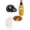 BEST PLUSH CAT TOY NFL PITTSBURGH STEELERS Complete Set of 3 piece Cat Toys filled with Fresh Catnip. Includes: 1 Helmet Cat Toy, 1 Football Cat Toy with Feathers & 1 Beer Bottle. Beautiful Team LOGOS