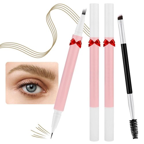BINGBRUSH 2-in-1 Dual-Ended Eyebrow Pencil Micro 4 Point and Precise Brush - Eye Makeup Lift & Snatch Long-Lasting Waterproof Natural Eyebrow Hair (2Pc 01# Light brown)