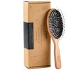 Wooden Boar Bristle Hair Brush, Natural Beechwood Detangling Brush for Men & Women, Soft Natural Bristles Bursh with Travel Bag, Hairbrush for Long Short Thick Curly Wet Dry Hair