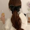 2 Pcs Chiffon Banana Hair Clips Big Bow Hair Claw Clips No Slip Hair Barrette Clips Ponytail Holder Hair Accessories for Women Ladies Girls (Black and Beige)