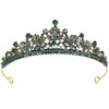 Baroque Princess Tiara for Women, Royal Queen Crown Diadem Headband, Crystal Costume Accessories for Prom Birthday, Green