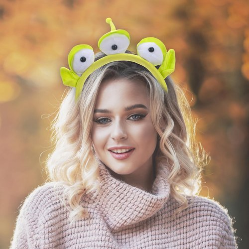 GHGMAO Alien Headband Three-eyed Monster Toy Plush Headband for Kids and Adults, Alien Costume Accessories Alien Ears for Theme Party Cosplay and Halloween Costumes (Alien-Light Green)