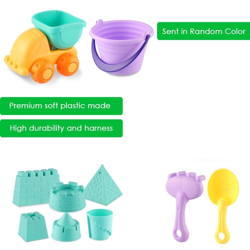 MIFXIN Kids Beach Toys Toddlers Sand Toys Set 11pcs with Sand Truck Bucket Shovels Rakes Beach Castle Molds Water Can