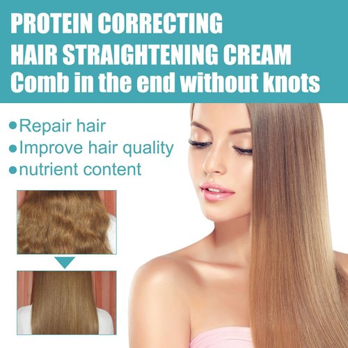 Hair Straightening Cream, Smoothing Frizz Repair Split Damaged Gel, Protein and Silk Correcting Hair Straightening Cream, Fast Nourishing Smoothing Collagen Hair Straightener