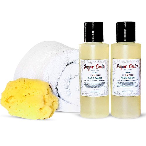 Skin Care for Teens Kids Face Wash Face Cleanser Kid Teen Tear Free Soap Gentle Facial Acne Treatment Daily Sensitive Clear Skin Face & Body Wash Best All Natural Organic Vegan Paraben Free