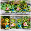 WTREEW 2 Pcs Frog Garden Statue - Happy Frog Couple Statue for Home Garden Patio Frog Decoration, Frog Gift for Frog Lover(Pack of 2)