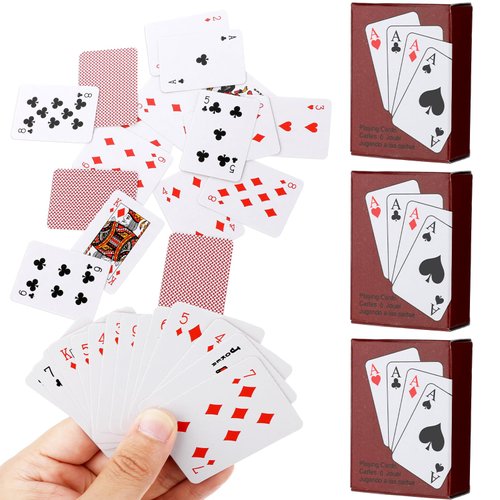 3 Decks Mini Playing Cards, Party Spoof Fun Smal Playing Cards, Miniature Poker Cards, Mini Poker Game for Adults, Party Favor, Tiny Deck of Novelty Party Gift for Christmas, Halloween, New Year, Par