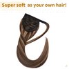 SEGO Ponytail Extension Human Hair 100% Real Human Hair Clip In Wrap Around Long Straight Ponytail With Magic Paste Pony Hairpieces for Women -20 Inch 95g 4P27 Medium Brown&Dark Blonde