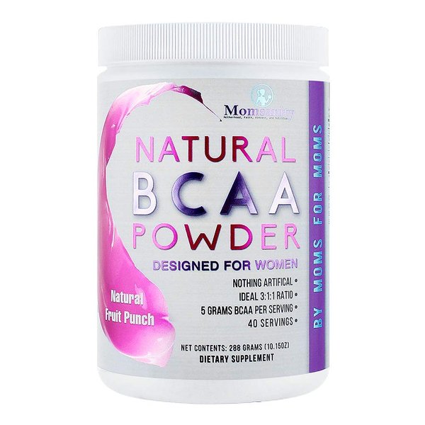 Momsanity BCAA Powder Preworkout for Women - Naturally Sweetened with Stevia, Erythritol, & Monk Fruit + Delicious Recipe Guide PDF | 40 Servings (Fruit Punch)
