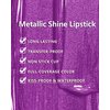 MAKI YIKA Purple Lipstick for Women Metallic Lipsticks Glitter Long Lasting Lipstick No Smudge No Transfer Liquid Lip Gloss (BR18 Amethyst)