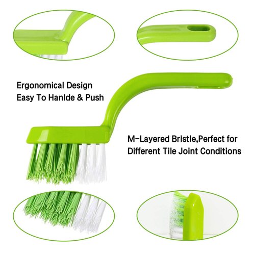Living&Giving Grout Brush, (4 in 1) Grout Cleaner Brush, Tile Joint Scrub Brush with Handle, Stiff Cleaning Brush for All of The Household Such as Shower,Bathroom, Kitch, Seams, Floor Lines