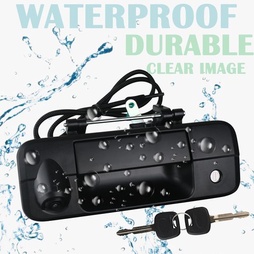 omoZone Backup Camera Tailgate Handle Rear View Camera Liftgate Latch Handle with Key Lock Cylinder Textured Black fit for 2007-2013 Toyota Tundra Replaces 69090-0C051 690900C051