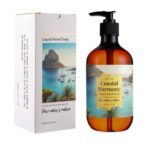 ROMIIE ZOI Ibiza Coastal Harmony Liquid Hand Soap - Palm Breeze Scent, 500ml (16.8 fl oz)