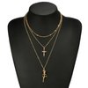 YienDoo Boho Layered Necklace Choker Vintage Gold Rose Cross Pendant Necklaces Statement Multi Layer Cross Necklace Rose Flower Pendant Necklace Chain Jewelry for Women