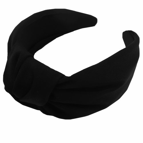 JOYRUBY Black Headband Top Knot Headband for Women, Black Headbands for Women Girls, Satin Knotted Wide Headbands for Women Non Slip Hair Accessories