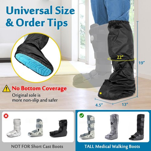 Mybow Walking Boot Cover, Orthopedic Boot for Broken Foot Injuries Cast Cover, Tall Medical Walking Boot Cover, Outdoor Cast Protector, Surgical Recovery Air Walker Boot Accessories (Black)